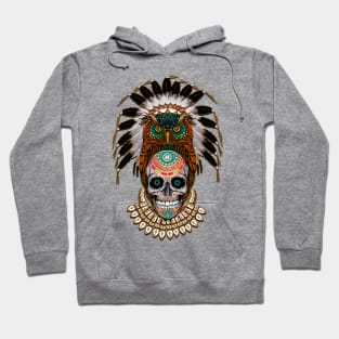 indian native Owl sugar Skull Hoodie